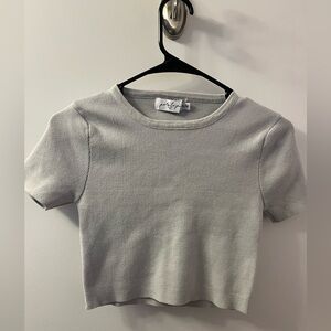 Petal & Pup Light Gray Ribbed Crop Top NWOT/Small/Medium 14-19 PTP